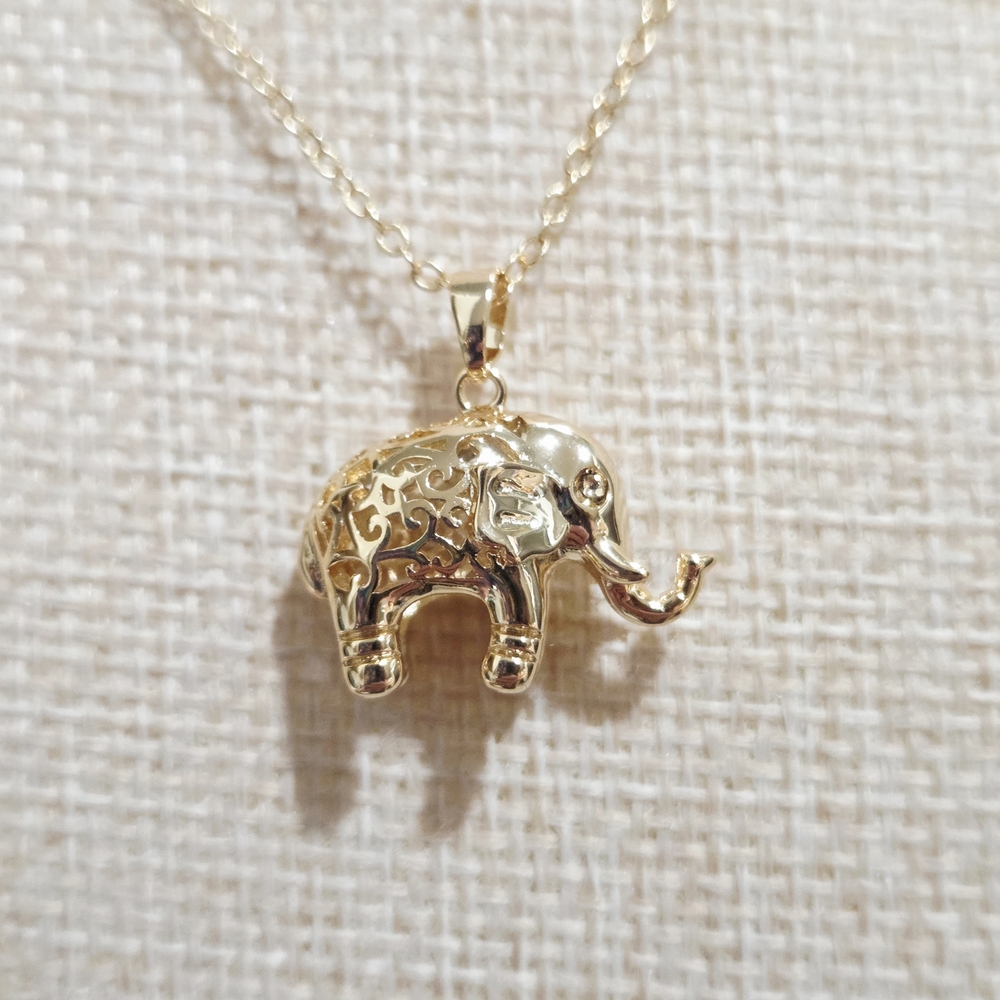 Gold Elephant Pendant Necklace